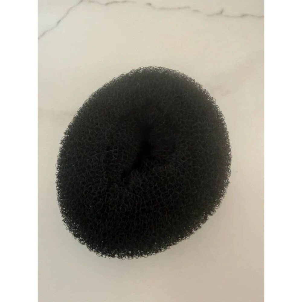Large textured black mesh hair donut